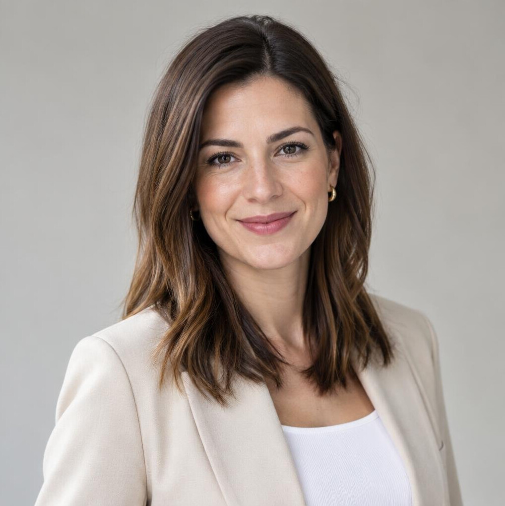 Studio portrait of a Croatian woman editorial team member