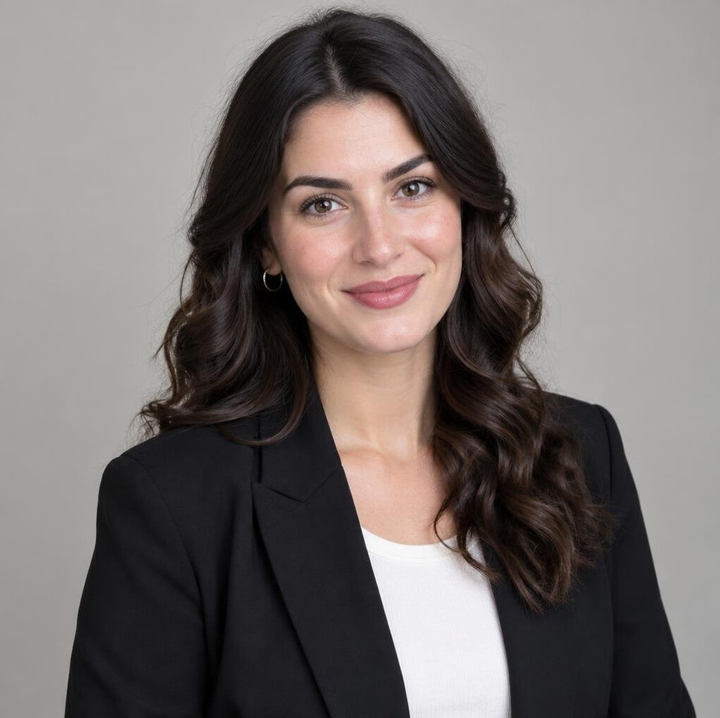 Studio portrait of a young Croatian woman editorial team member