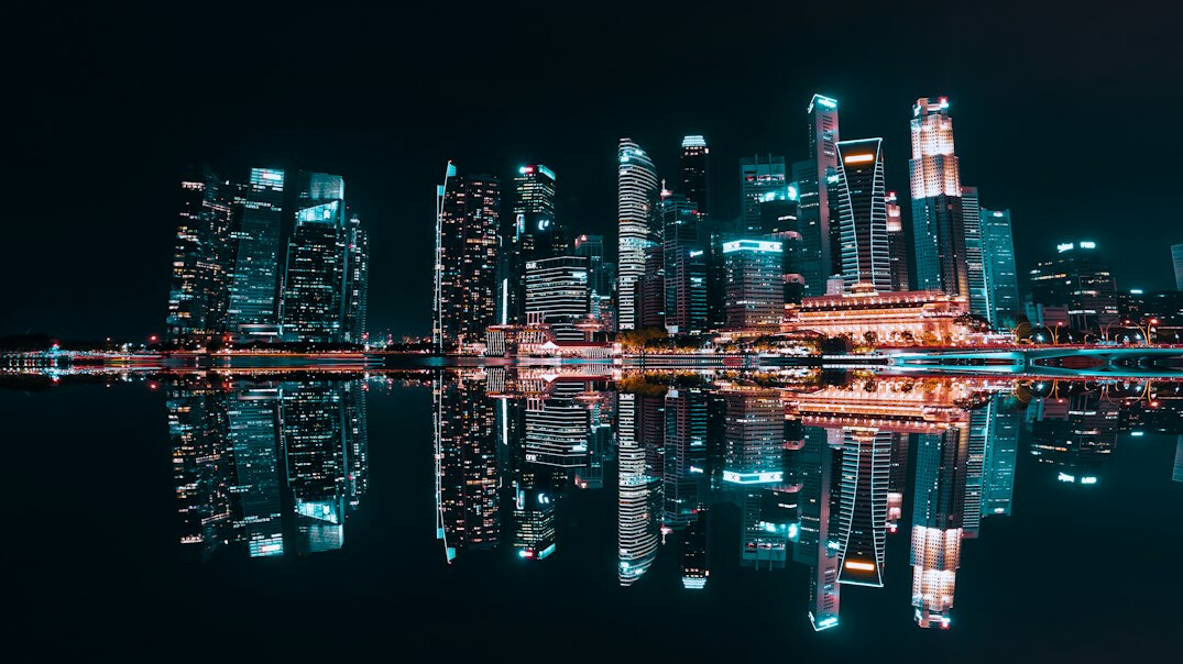 city skyline at night